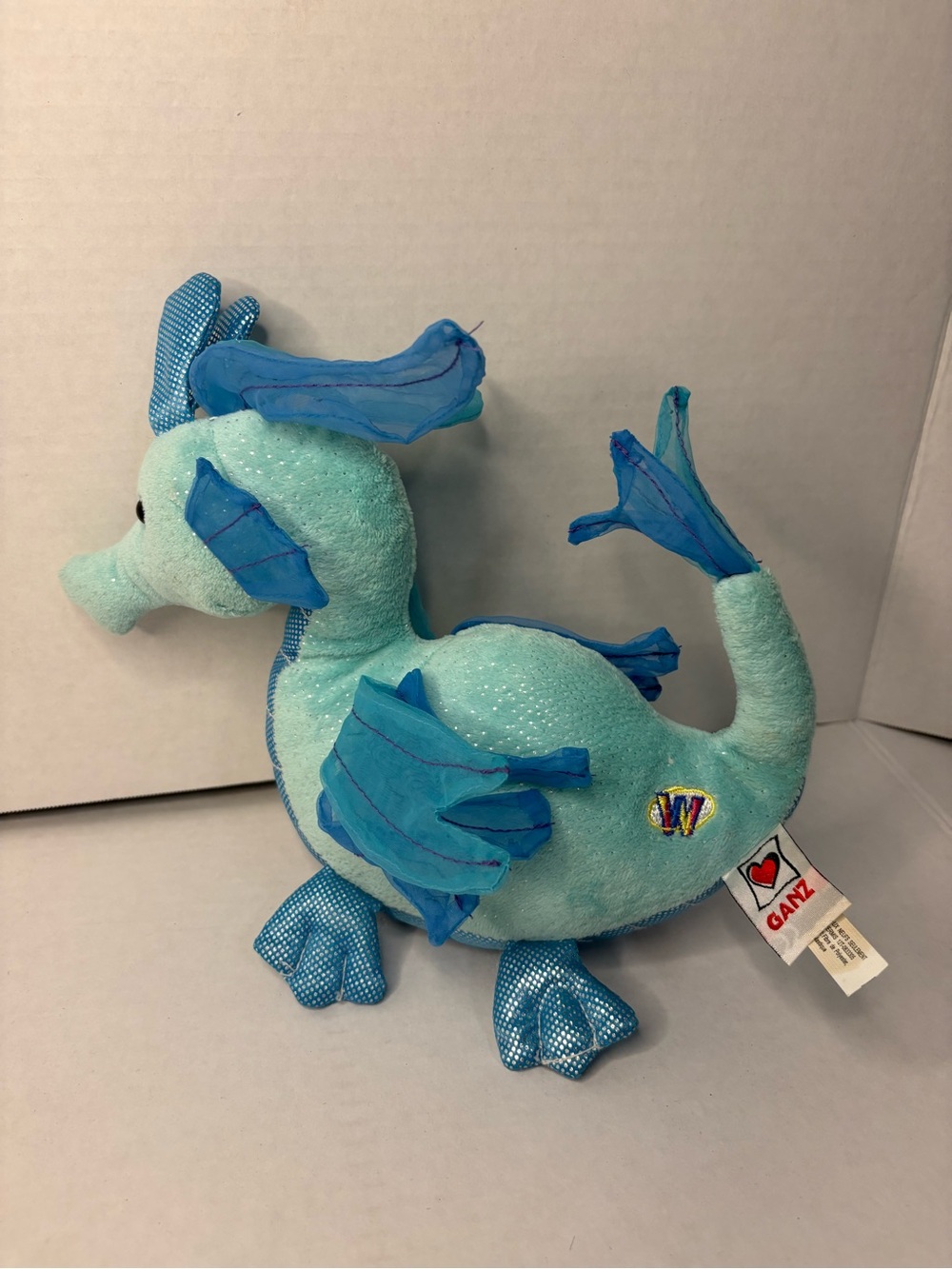Ganz Webkinz Splash Dragon Plush Blue Water Ocean Monster Toy Rare No Code